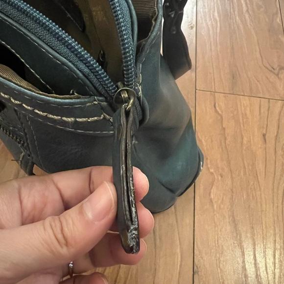 b.o.c Born Concepts Blue Multi-compartment Shoulder Bag Purse Zippers Snap - Picture 13 of 16